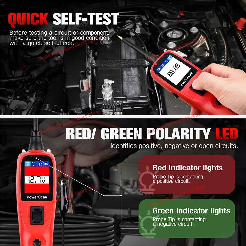 Autel PowerScan PS100 Automotive Circuit Tester, Universal 12V 24V Automotive Power Circuit Probe Kit with 20ft Extension Cable