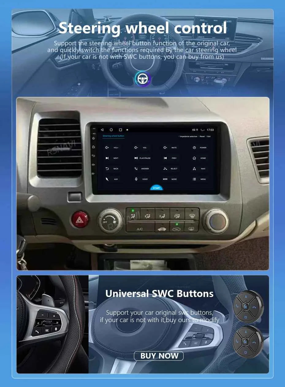 Android 15 Car radio For Honda Civic 8th 2005-2011 Carplay Android auto Qualcomm Car stereo Multimedia player 4G wifi 48EQ 2 din