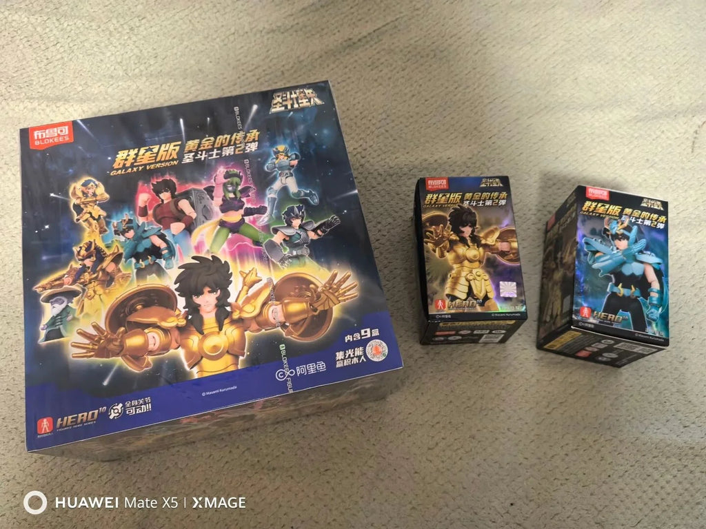 In Stock Blokees Saint Seiya Blind Box Stars 2 Sagittarius Libra Aquarius Assembly Model Animation Peripheral Gift