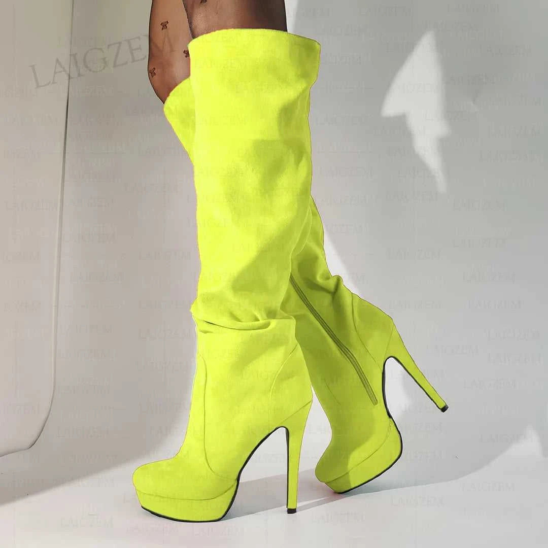 LAIGZEM Women Over Knee High Boots Faux Suede Zip Pleated Thin High Heels Boots Handmade Ladies Shoes Woman Big Size 41 43 45 52 The jack market .AU The jack market .AU Step Up Your Style: Trendy Shoes for Every Occasion! $ 152 14:771#LGZ4823 Red;200000124:698