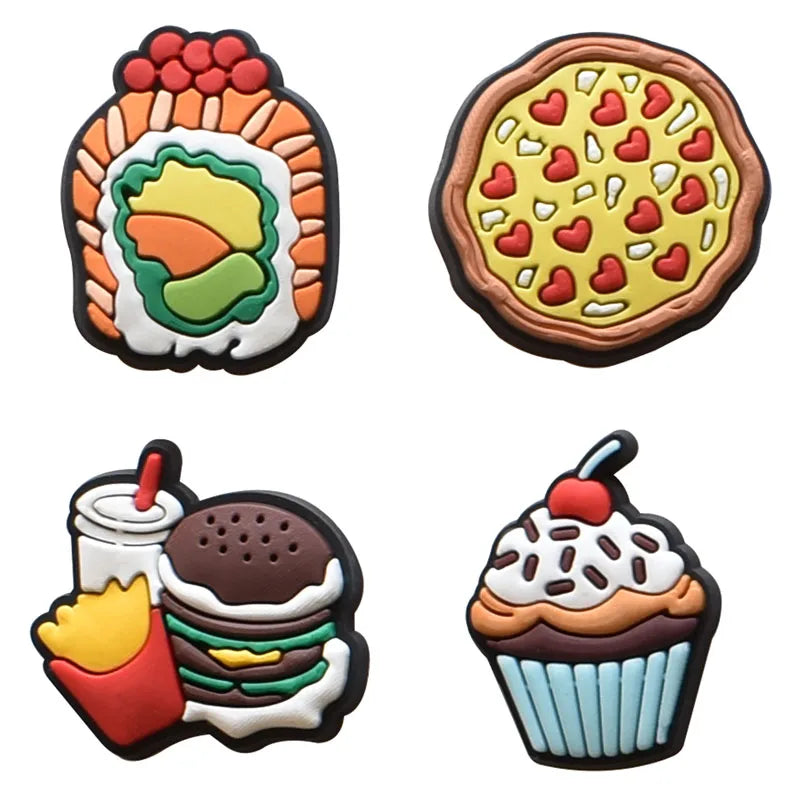 Real Kind Burger Fries Shoe Charms for Crocs Accessories Sandals Kids Clogs Pins Badges Men Jeans Women Decorations Buckle Shoes