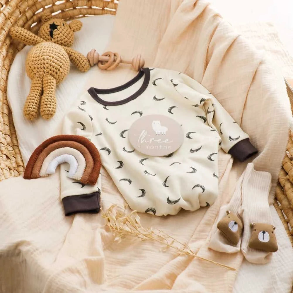 Baby Bear Milestone Number Monthly Memorial Cards Newborn Birthday Gifts Souvenir Newborn Birth Photo Photography Accessories