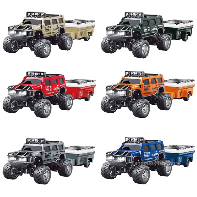 1/64 RC Car Mini HG4-221 Off-Road Vehicle Simulation Hummer 2.4G Remote Control Climbing Car with APP Lights Control Gifts Toys