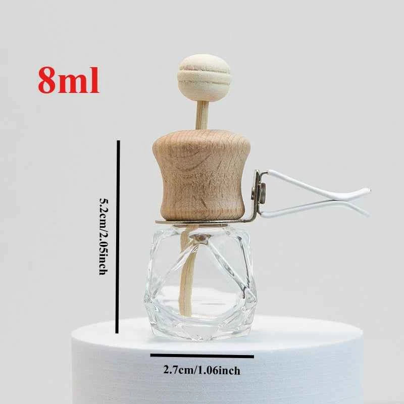 10pcs 10ml Empty Glass Essential Oil Diffuser Bottle with Lid for Car Air Freshener Vent Clip Portable Perfume Fragrance Bottle