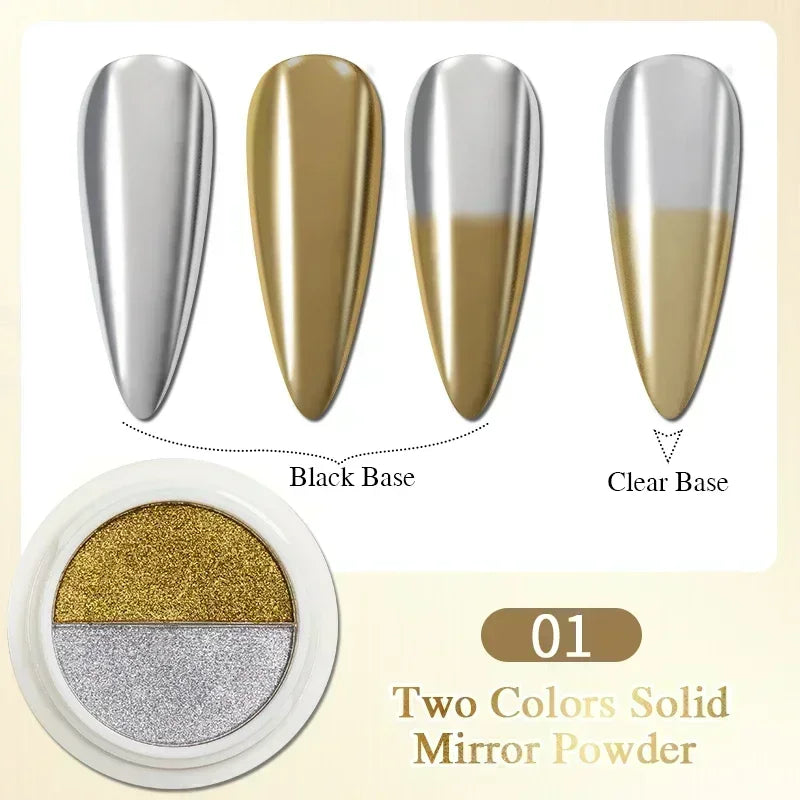 BrandName Chrome Mirror Effect Gel Polish - 5ml Golden Silvery Metallic Liner for Stunning French Nail Art