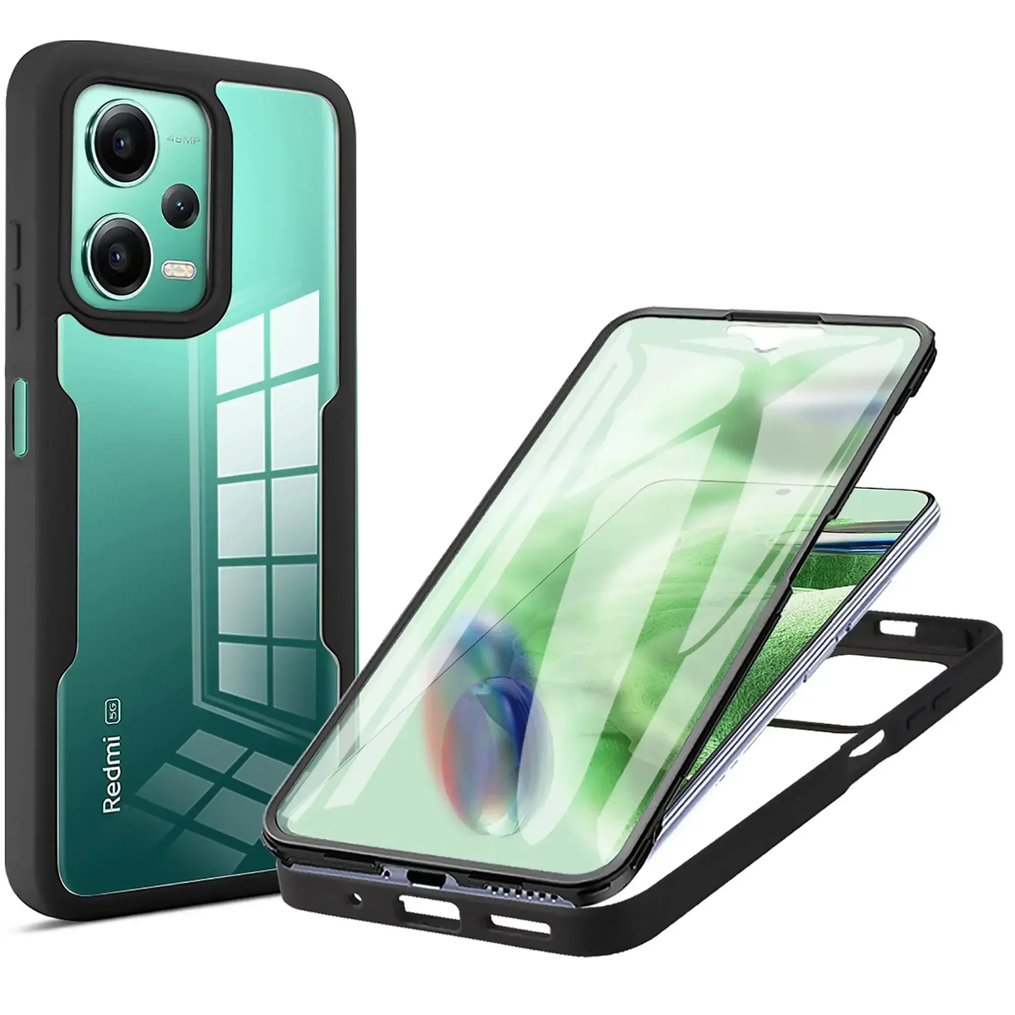 Redmi Note 13 Pro Plus Silicone Case - 360° Shockproof with Built-in Screen Protector for Redmi Note 12 Series