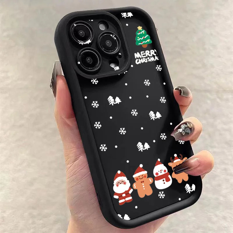 Christmas Santa Elk Phone Case For iPhone 17 16 15 14 13 12 11 Pro Max X XS XR 7 8 Plus Soft Silicone Shockproof Back Cover