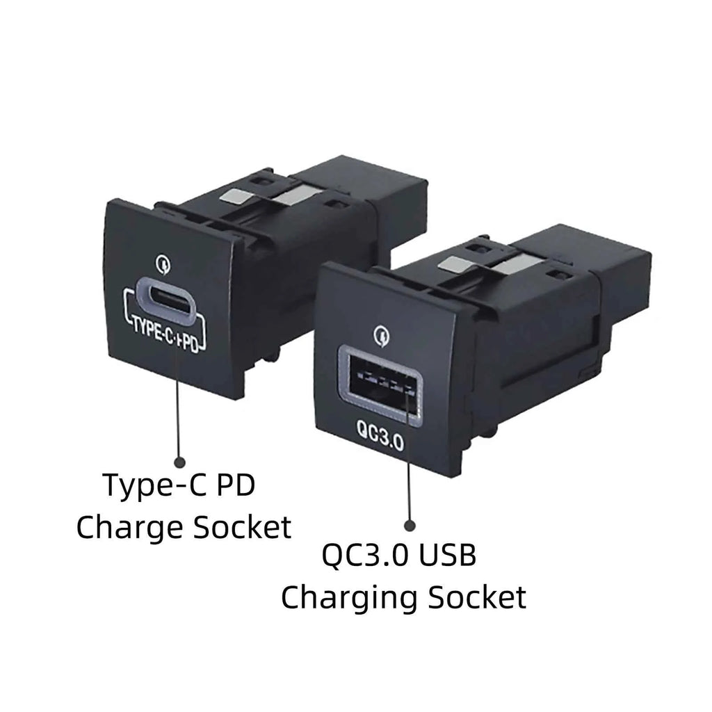 For VW Golf 6 Jetta 5 MK5 Scirocco QC3.0 Type C PD Right USB Quick Car Charger Socket Replacement 12V Nondestructive 06-12