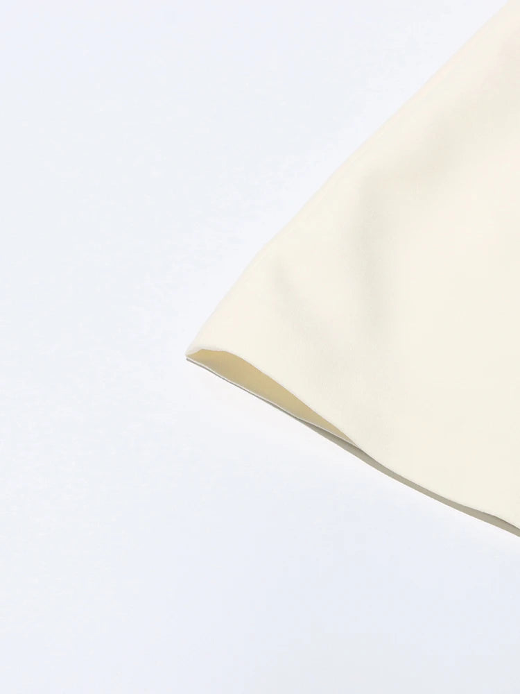 TWOTWINSTYLE Solid Patchwork Folds A Line Dress For Women Lapel Sleeveless High Waist Hollow OutTemperament Dresses Female New