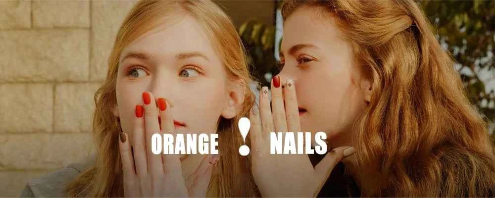 Handmade Goth Nails Press On Reusable Black Fake Nails Designed Full Cover Artificial Manicuree Wearable Orange Nail Store