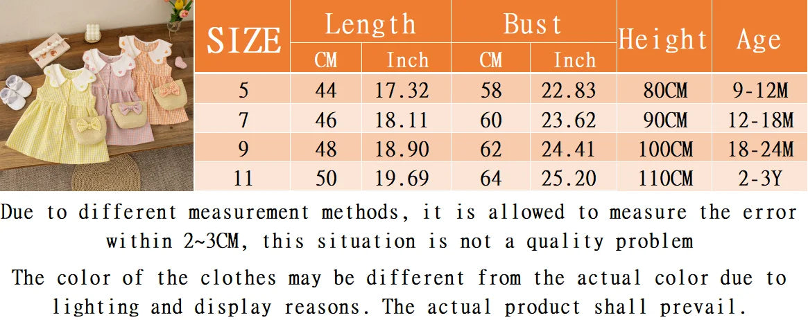 (0-3 Year Old Checkered Baby Girl Dress) Summer New Sweet White Petal Collar Children'S Sleeveless Clothes Free Package