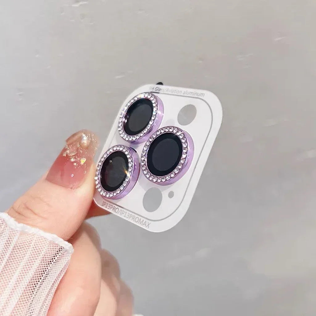 GlamLens Diamond Camera Lens Protectors for iPhone 14 15 16 Pro Max – 2-3 Pcs Sparkling Glass Shield