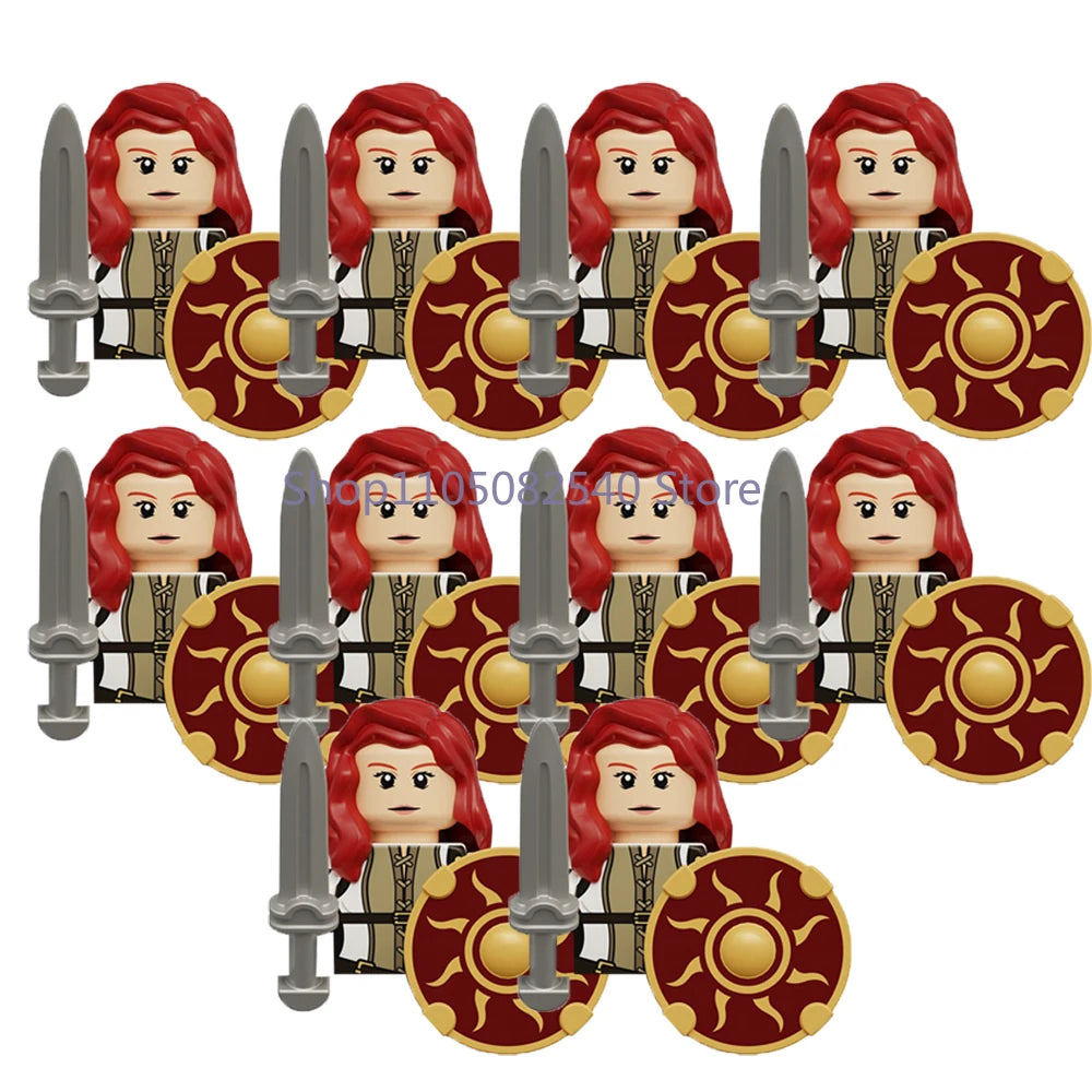 MOC Military Soldier Movie Character Building Blocks Accessories Medieval Castle Knight Helmet Shield Mini Brick Gift Toy E008
