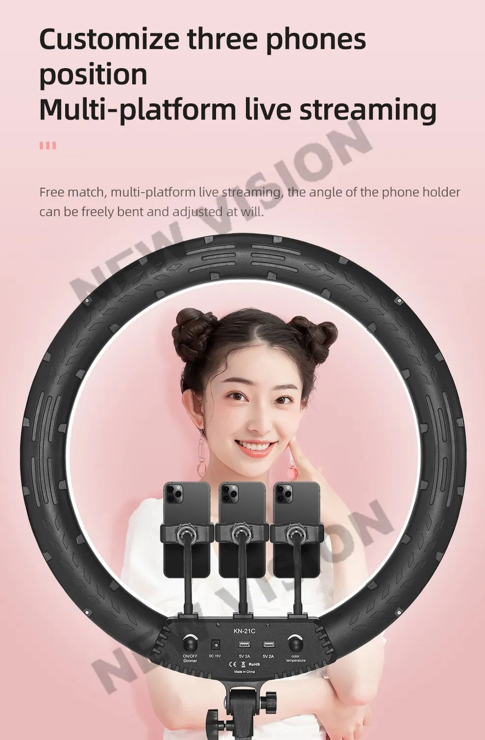 AMBITFUL 18" 21" 50W LED Ring Light Annular Lamp Bi-color 3000K-6000K  + Remote Control for Video YouTube Ringlight Makeup Light