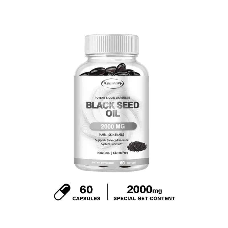 Vegan Black Seed Oil Capsules - Pure Cold Pressed - Black Cumin Seed Oil Capsules, Non-GMO Vegan Black Seed Oil Supplement