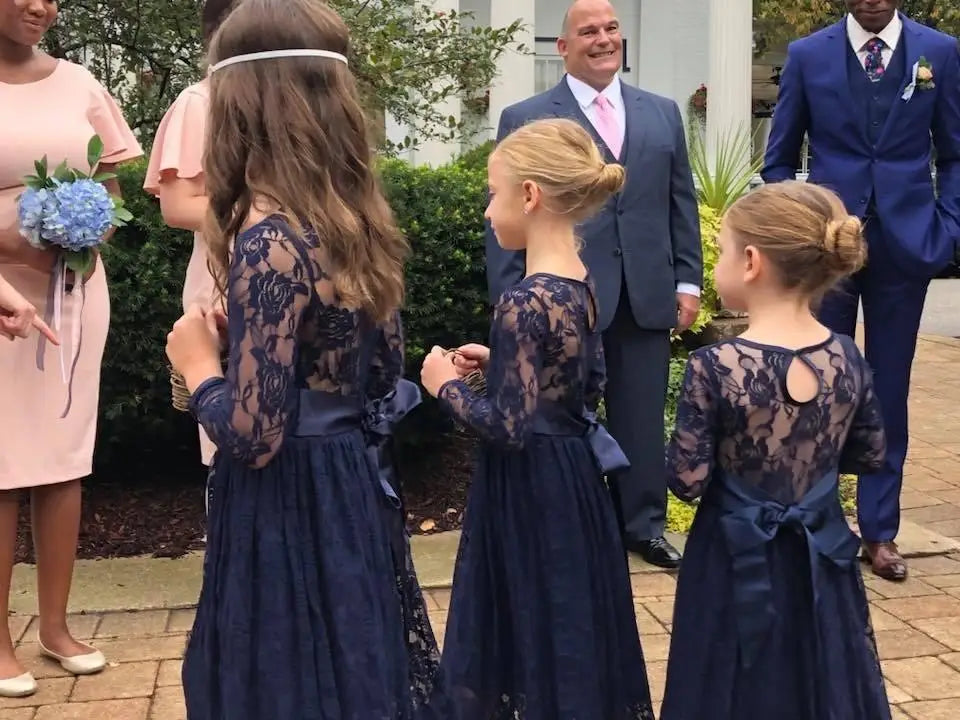 Princes Girls Lace Flower Girl Dress - Elegant Wedding Party Wear for Ages 2-12