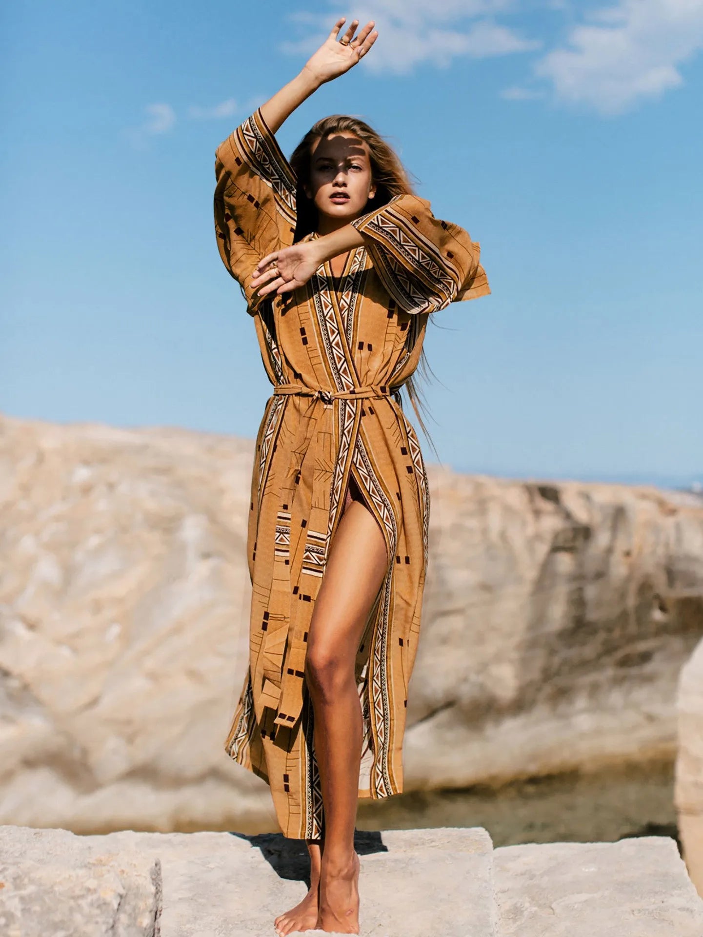 2026 Women's Kaftan Beach Cover-Up Dress - Stylish Long Tunic for Summer Bikinis & Beachwear