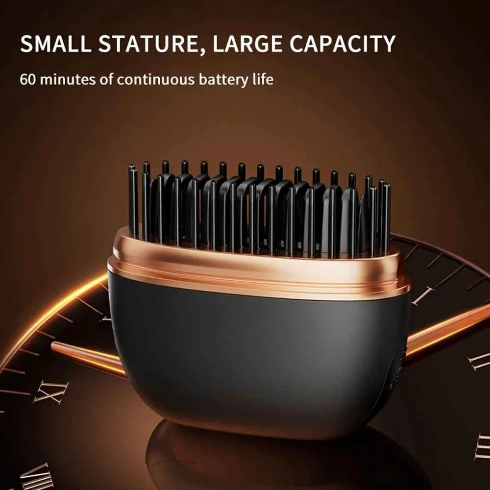 New Wireless Straightening Comb Portable USB Charging Hair Straightener Brush Heating Plates Comb for Smooth Styling Hair Styler
