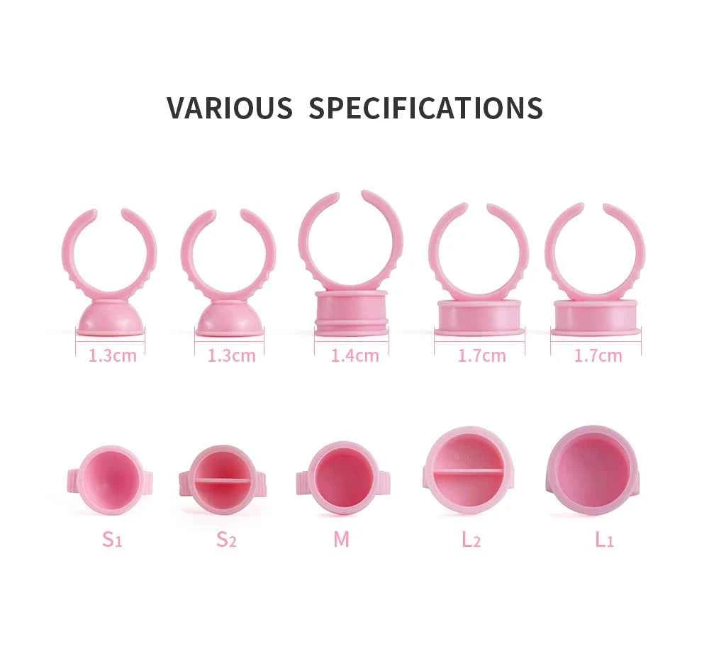 GLAMLASH Disposable Eyelash Extension Glue Rings - 100 Pcs for Effortless Application & Precision Pigment Holding