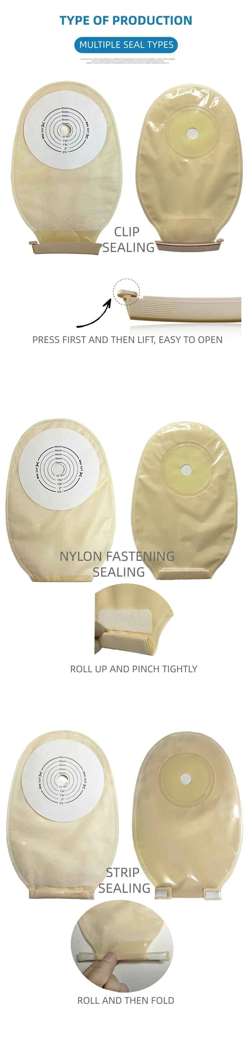 Colostomy Care Pro 30pcs Colostomy Bags for Adults - Cut-to-Fit One-Piece System with Clip Closure, 15-60mm