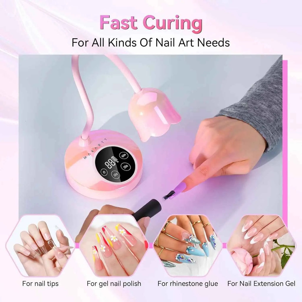 Makartt Mini UV LED Nail Lamp - Rechargeable & Fast-Curing Gooseneck Design for Perfect Gel Nails at Home