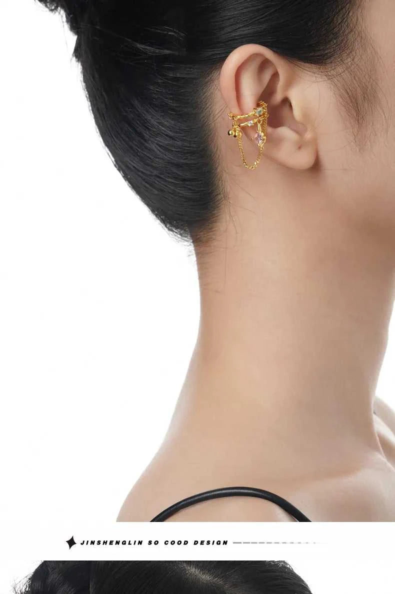 F.I.N.S 1PC Trend S925 Sterling Silver Clip Earrings without Ear Hole Layered Bead Ball Square Zircon Chain Pendants Earcuff The jack market .AU The jack market .AU Jewellery & Chains $ 108 200001034:5740#1PC Gold E5224