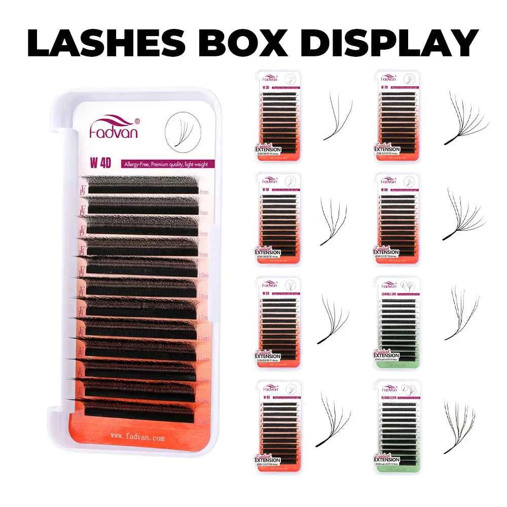 FADVAN W Shape 5D Cluster Lashes - 10Pcs Soft Natural Eyelash Extensions, 0.07mm, Perfect for Professionals