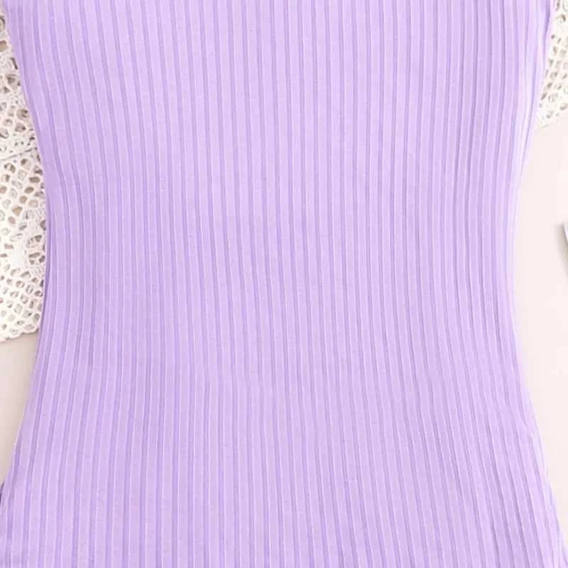 2024 Summer Girls Purple Sleeveless Vest Dress Preppy Style Outifits Holiday Vacation Party Daily Casual Cute Sporty style