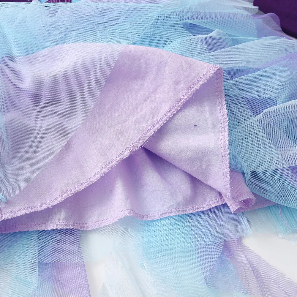 VIKITA Girls Irregular Dress Kids Unicorn Cartoon Dress with Flare Sleeve Children Party Layered Cake Princess Elegant Dresses