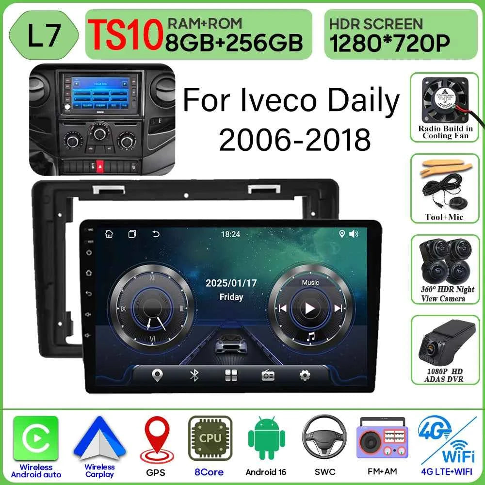 Android 16 Carplay For Iveco Daily 2006-2018 Video Car Radio GPS Navigation Car Monitor Autoradio No 2din Screen GPS DVD Video