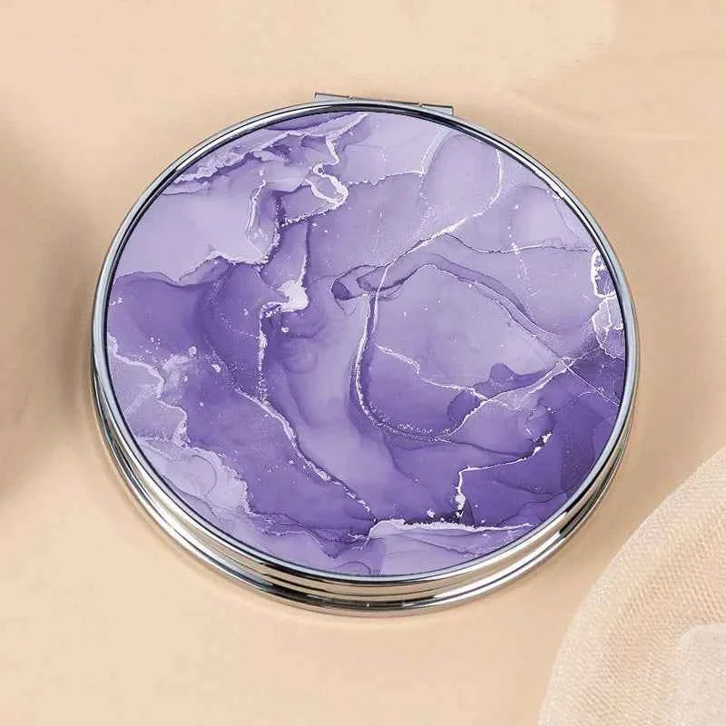 Stripe Pattern Vintage Hand Women Mini Compact Makeup Mirror Portable Green/Purple/Blue Bag Mirror
