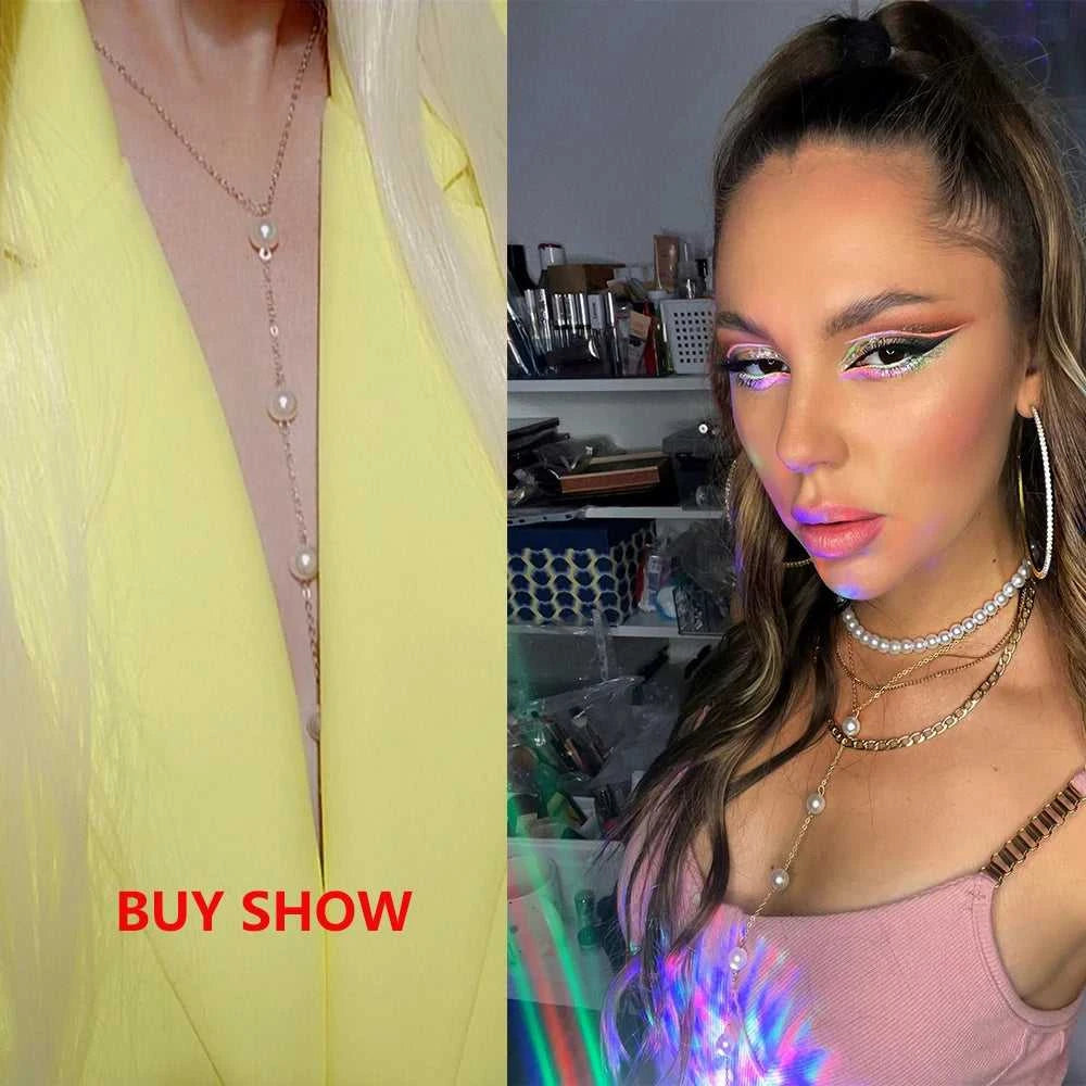 IngeSight.Z Simple Long Imitation Pearls Back Necklace For Women Sexy Tassel Harness Bikini Chest Chain Body Jewelry Mujer The jack market .AU The jack market .AU Jewellery & Chains $ 48 200001034:203027829#JS05178