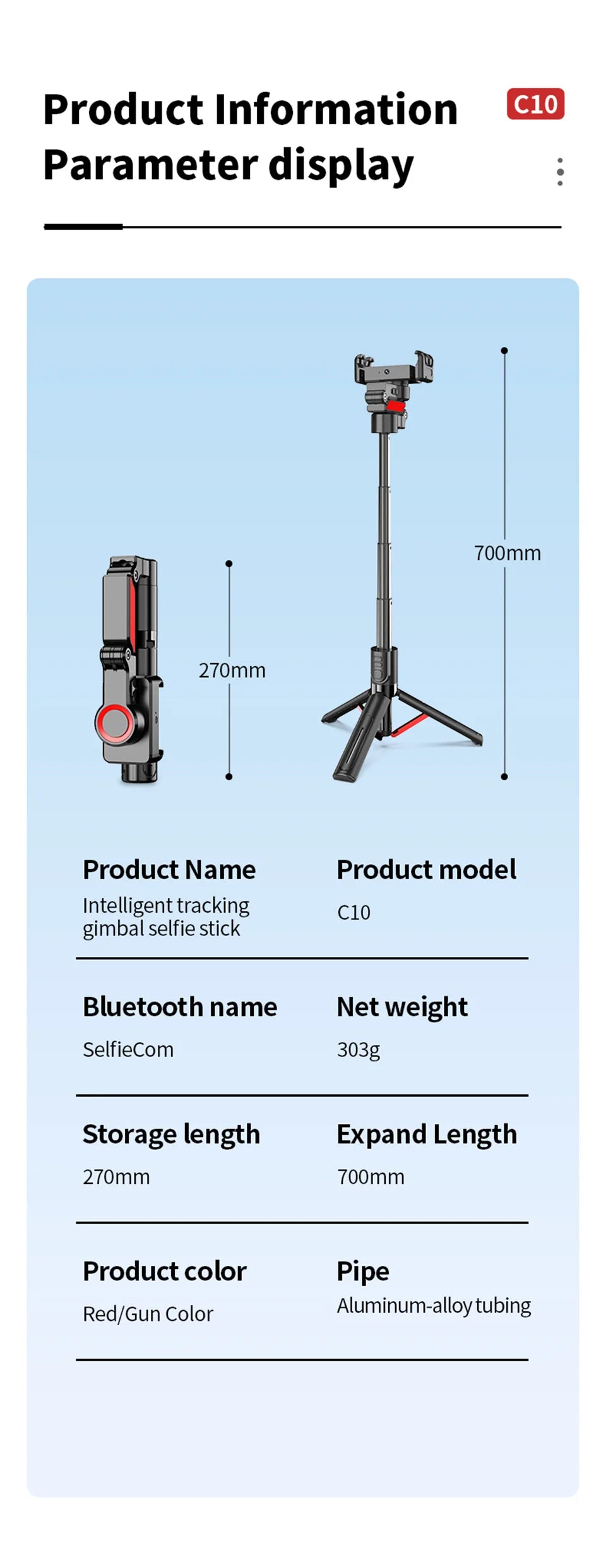 COOL DIER C10 AI face tracking Gimbal For Phone Stabilizer, 360 Auto Rotation Desktop Follow Gimbal with Remote for Smartphone