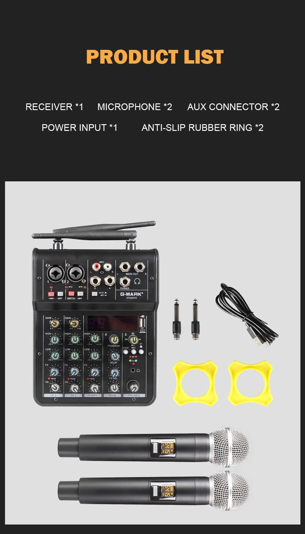 Audio Sound Mixer with Microphone G-MARK Studio 6 Bluetooth Portable DJ Console+48V USB Interface Mixing Boards For Live The jack market .AU The jack market .AU Accessories Electronics $ 115 <none>