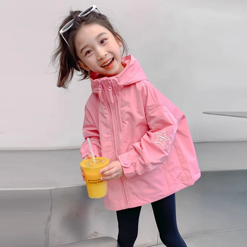 New Girl's Jacket Spring Children Hooded Coats Kids Autumn Fashion Clothes Outerwear Children's Casual Windbreaker Jackets