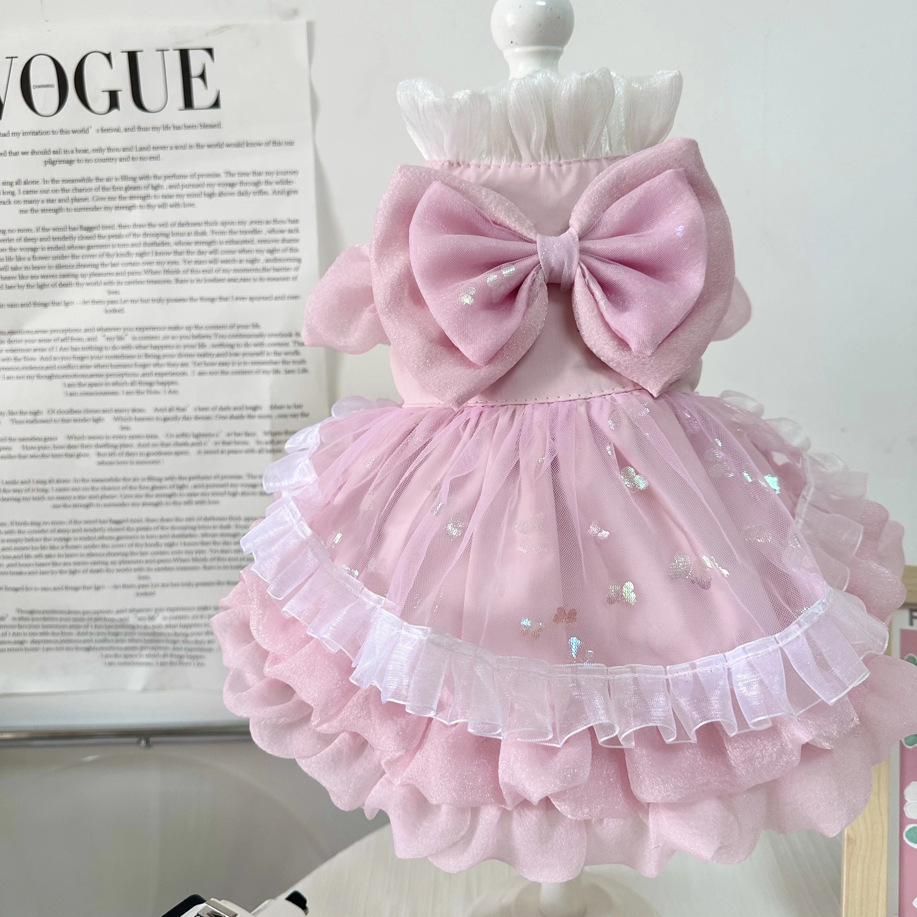 2026 Spring Cute Pink Princess Dress For Small Medium Dogs Chihuahua Yorkshire Pet Dog Clothes Handmade Cotton Lace Bow Skirts