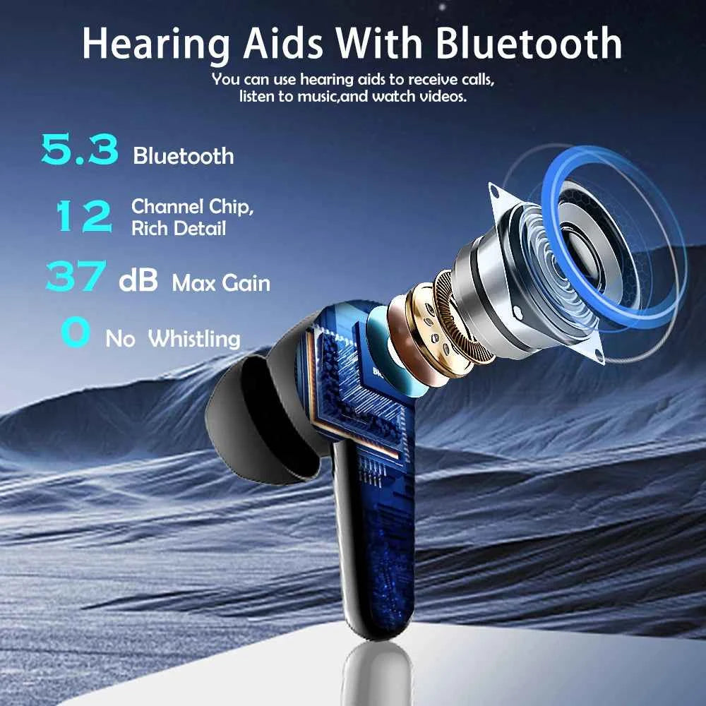 HearingPro Bluetooth Hearing Aids - 12 Channels, APP Control, Noise Reduction for Seniors