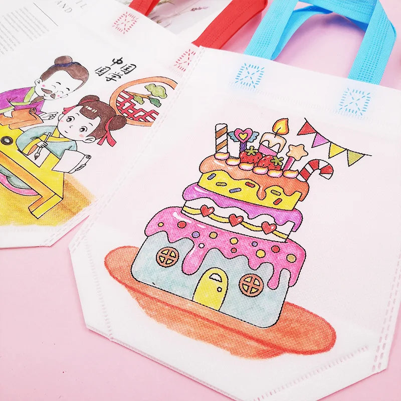 5pcs Graffiti Bag with Marker Pen Color Cognition Children Drawing Toys Puzzle Parent-child Kindergarten Activity Props TMZ