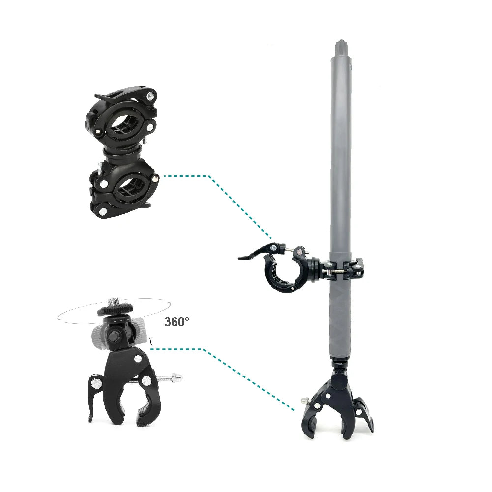 Motorcycle Invisible Selfie Stick Bicycle Monopod Handlebar Bracket for Insta360 X5/X4/X3/dji osmo 360 Action Camera Accessory