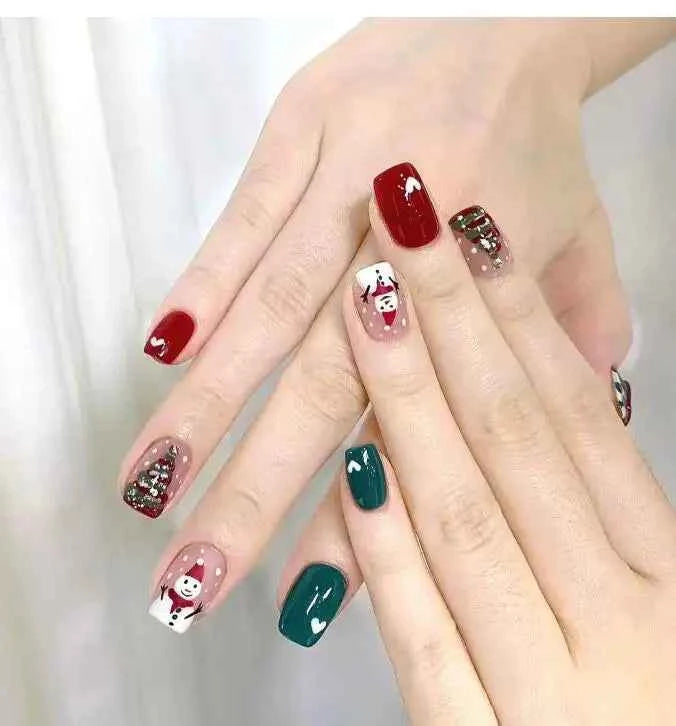 Festive Nail Art Stickers – 30pcs Glitter Christmas Designs with Snowmen, Elks, Santa, and Candy Canes for Winter Manicure