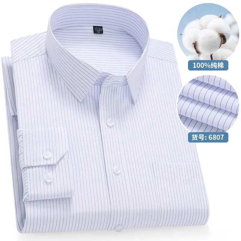 High Quality 100% Cotton Men's Shirts Long Sleeve Slim Fit Business Formal Striped Shirt Social Male Clothing Plus Size 8XL 7XL The jack market .AU The jack market .AU Men Fashion $ 43 14:691#6808;5:200000900#47 Size (100-110KG)