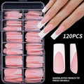 120Pcs/Box French Tip Press On Nails White/Pink Full Cover Professional Salon Artificial Fake Nail Detachable Coffin French Tips