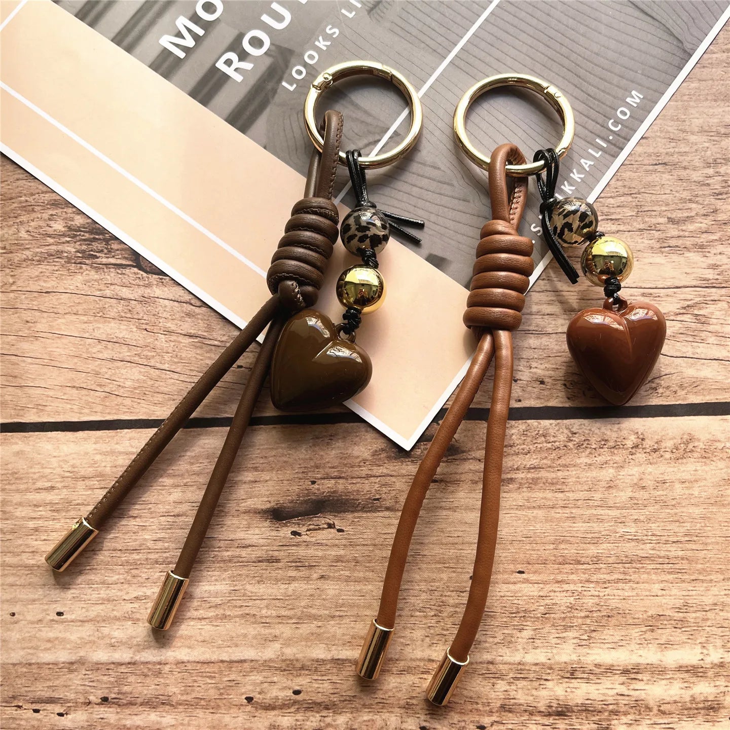 Female Keychain with PU Leather Lanyard for Keychain DIY Mobile Hanging Tape Accessories Rope Vintage Phone Cellular Decorations