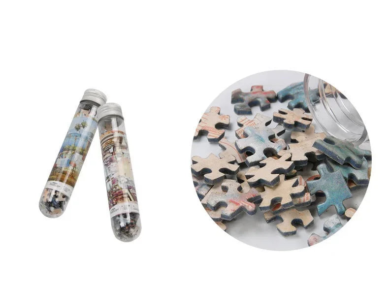 Fun 150 Piece Mini Jigsaw Puzzle Game Educational Paper Puzzles for Kids and Adults in a Convenient Tube