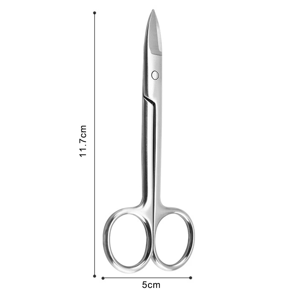 Nail Pro Stainless Steel Cuticle Scissors - Precision Curved Blades for Eyebrows, Eyelashes & Dry Skin