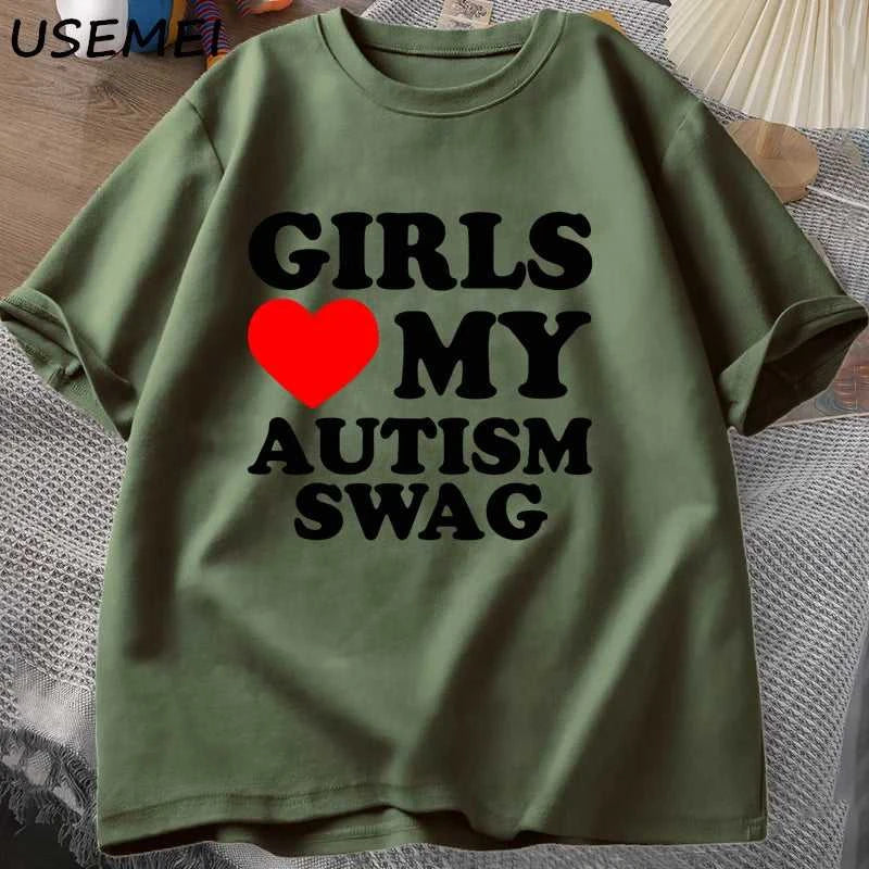 Girls Boys Love My Autism Swag T Shirt Women Men Funny Autistic Girls Awareness Idea T-Shirt Couple Lover Short Sleeve Tees The jack market .AU The jack market .AU Men Fashion $ 30 14:193;5:100014064