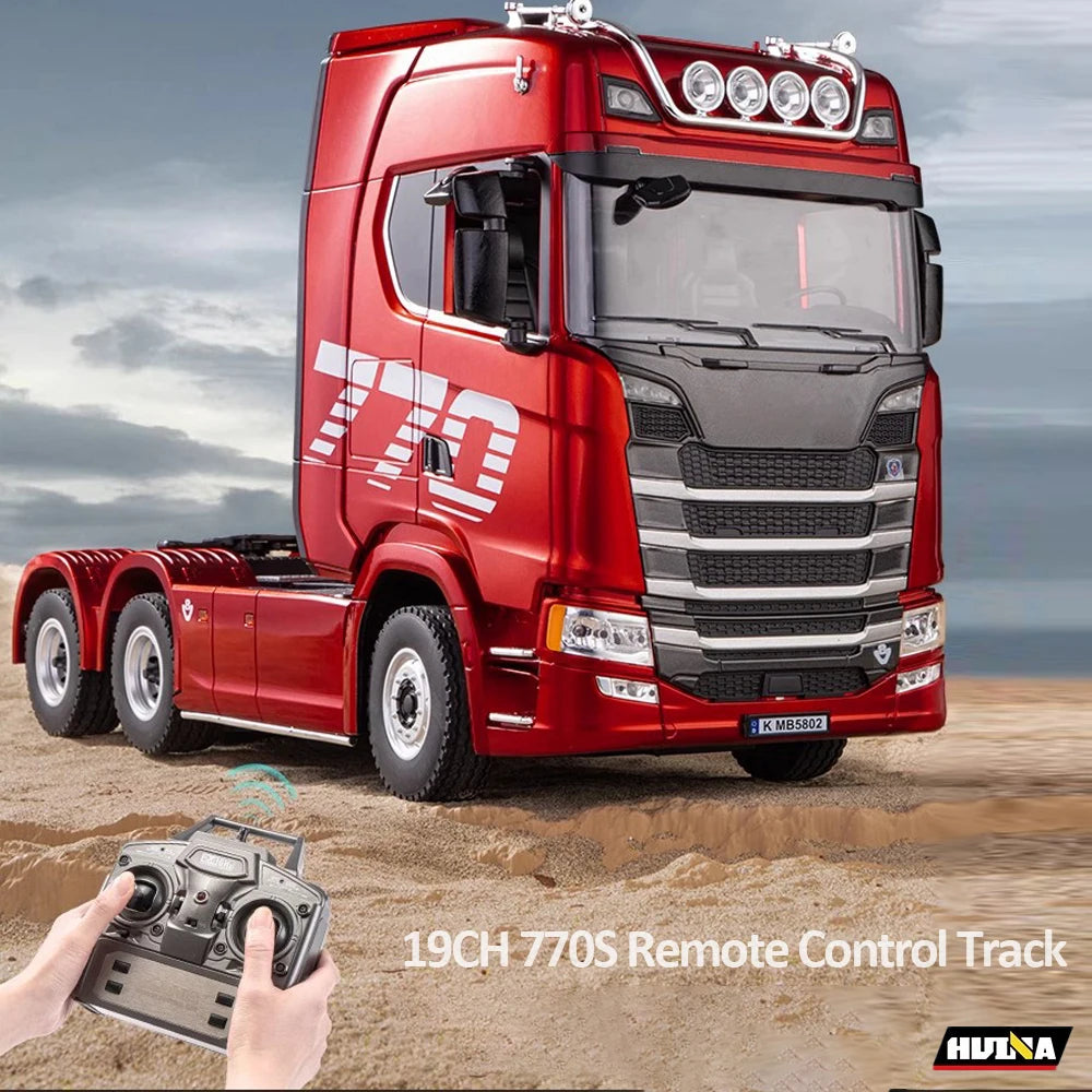 HUINA 1501 1/18 RC Truck 19CH 770S Alloy Tractor 2.4G remote control Engineering Trailer Truck with Light and Sound Toys for Kid