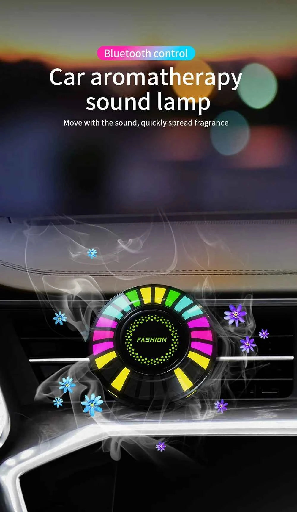 Car Music Rhythm Lamp Air Freshener RGB LED Strip Sound Control Voice Rhythm Atmosphere Light  256 Colors Option App Control