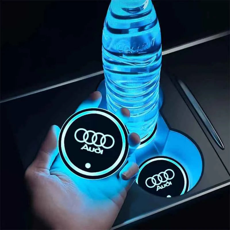 LED Light Car Water Cup Coaster Drinks Holder Mat for Audi A6L A3 A4 A5 A6 A7 A8 Q4 Q5 Q6 Q7 Q8 TT S3 S5 S7 S8 RS7 RS6 Sline b9