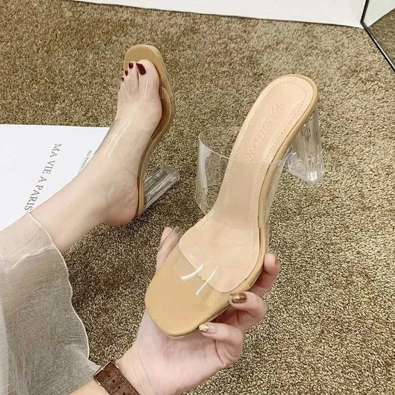 Transparent High Heels Women Square Toe Sandals Summer Shoes Woman Clear High Pumps Wedding Jelly Buty Damskie Heels Slippers The jack market .AU The jack market .AU Step Up Your Style: Trendy Shoes for Every Occasion! $ 72 14:193#Apricot color 5CM;200000124:100013888